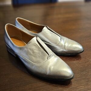 Women's Halston Silver Leather Loafers